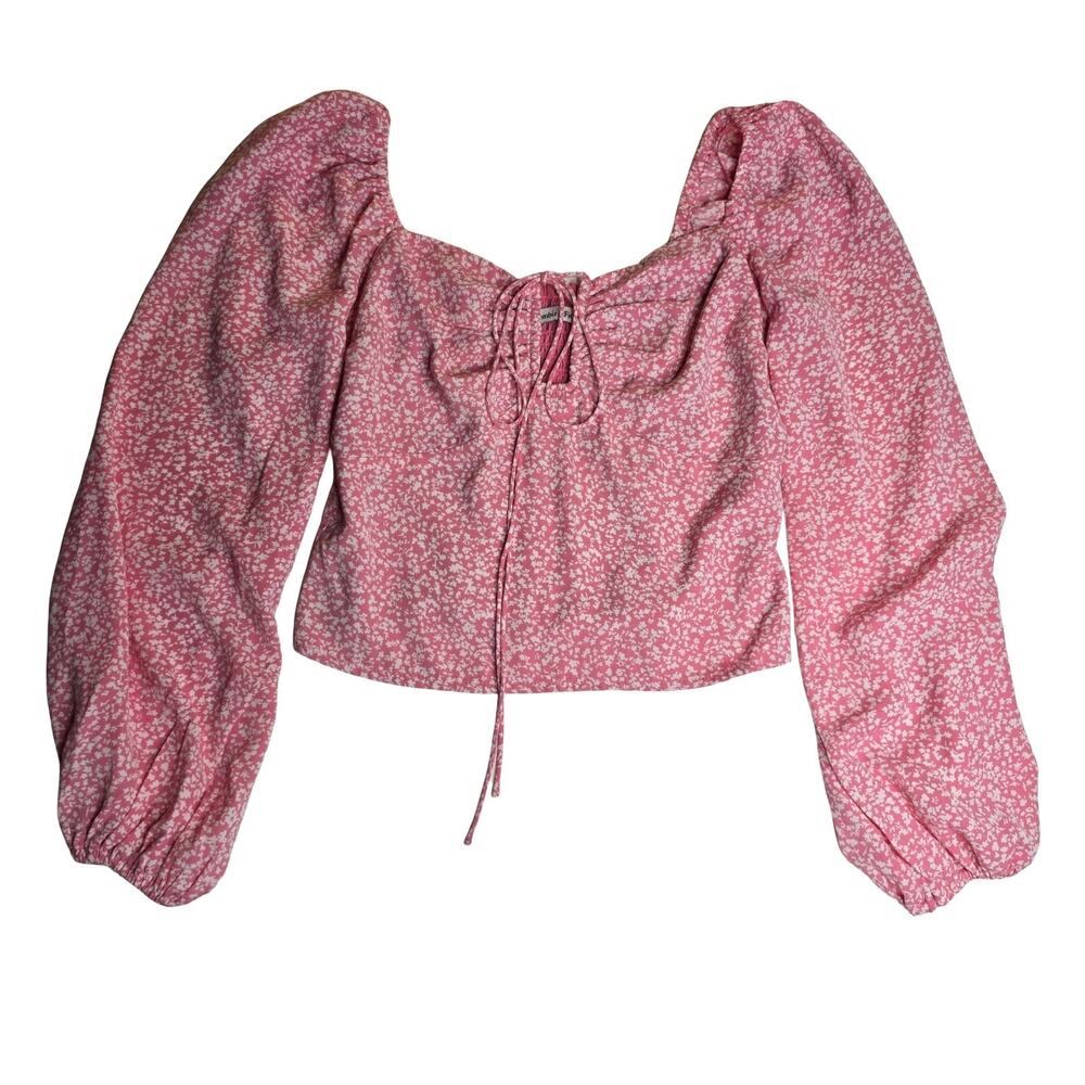 Abercrombie & Fitch Pink Top Small Floral Smocked Boho Feminine Festival Y2K